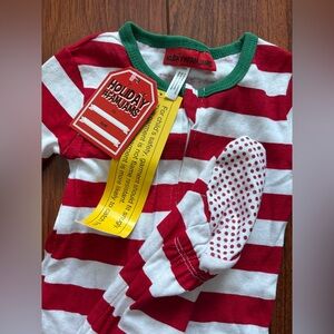 100% Cotton Christmas Striped Footie Pajamas Onesie NWT size 12 months